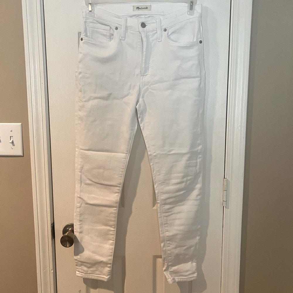 Madewell mid-rise skinny crop white jeans